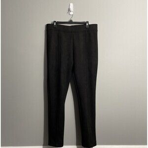 Andrew Marc Black Faux Suede Pants Women’s Large Stretch Slimming Sleek Style